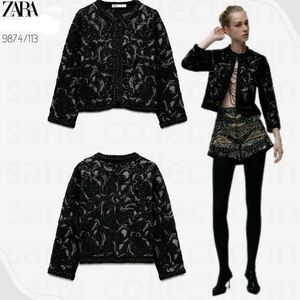 NWT ZARA KNIT CARDIGAN WITH SEQUINS SIZE L